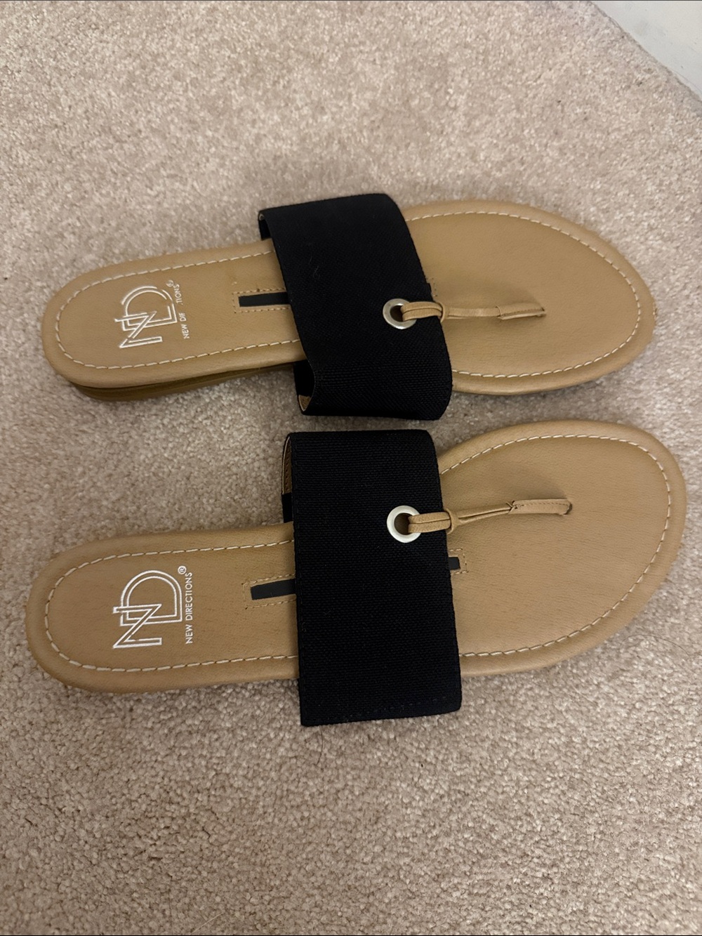 New Direction Yasmina Black and Tan Sandals